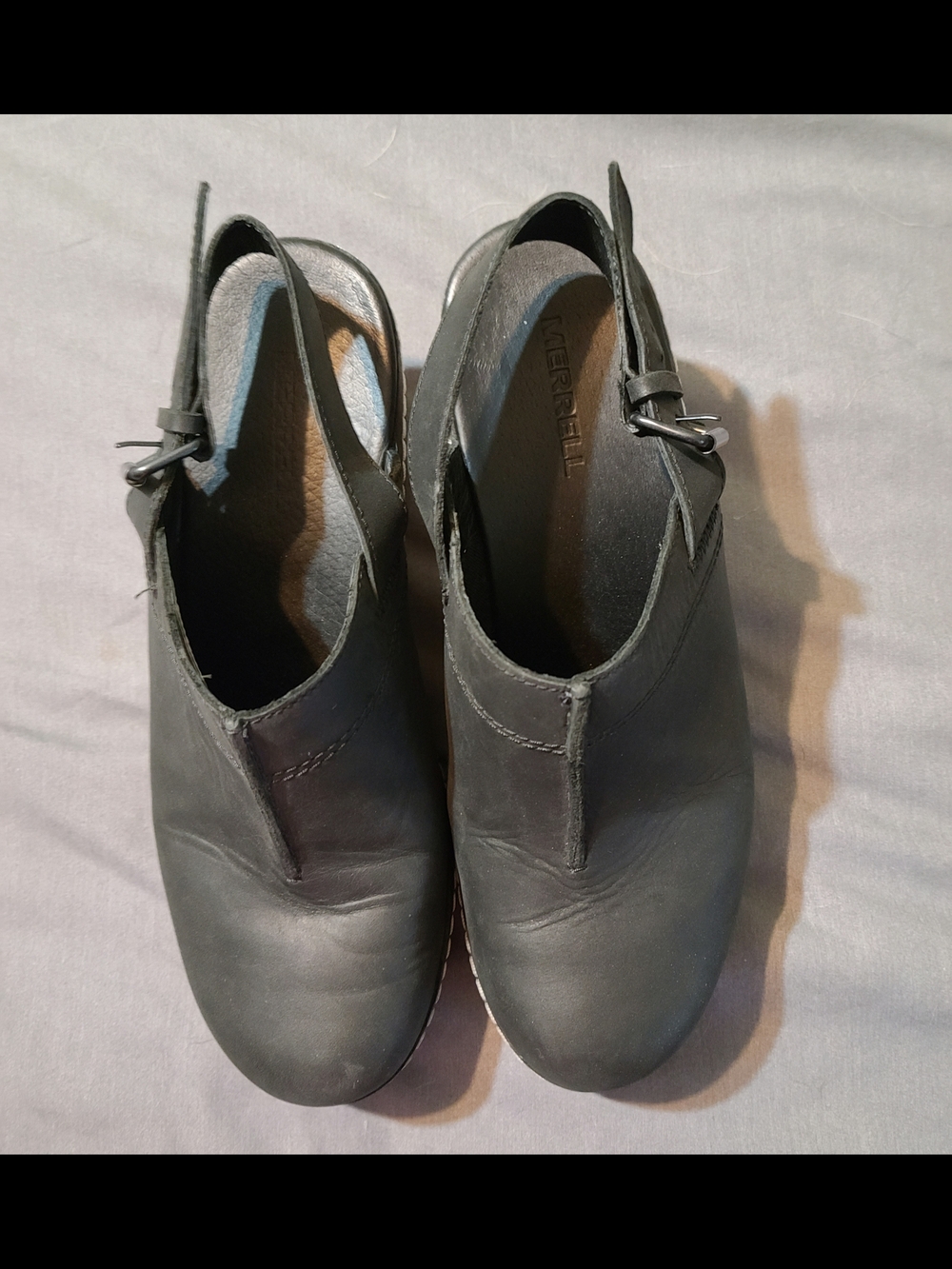 Merrell Women's Black Leather Slip-On Clog